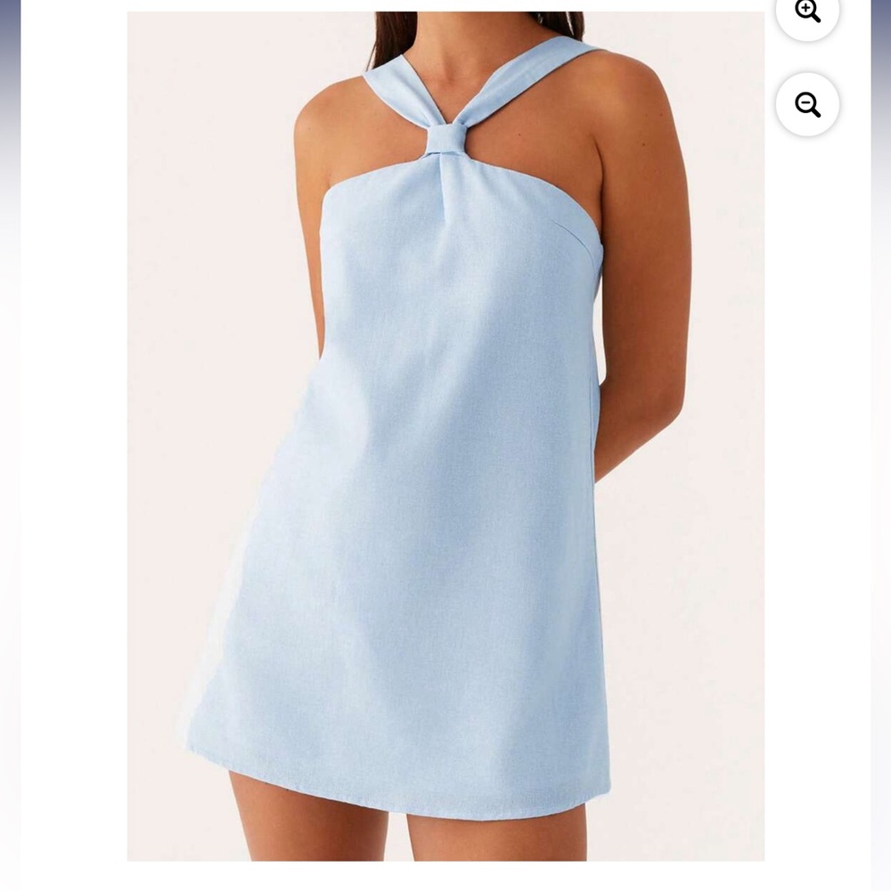 Peppermayo light blue halter dress with tie in the back